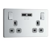 Portatile Polished Chrome Screwless Grey Insert