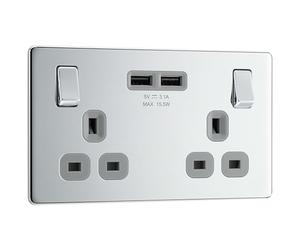 Portatile Polished Chrome Screwless Grey Insert