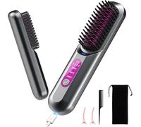 Portatile Spazzola Lisciante per Capelli, Mini Piastra per Capelli Senza Fili, Piastra Capelli Spazzola con Ioni Negativ, Riscaldamento Rapido e USB Ricarica, raddrizzatore della barba per gli uomini