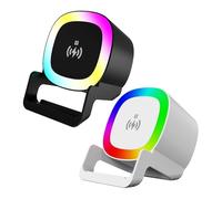 Portatile Wireless Speaker - Music Player with Night Light | ABS 14,3 × 10,6 × 9,7 cm Size, 382 g Compact 5 W Speaker, 15 W Wireless Charging, Outdoor Travel Bedroom Living Room Study Office Dorm