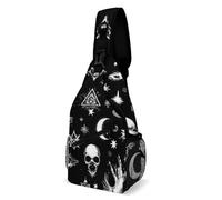 Portatile Zaino A Monospalla Skull Cat Moon Gothic Boards Eyes Black Tracolla Borse Moda,Libero Borsa Tattica Sul Petto Militare per Donna Moto Uso Quotidiano