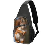Portatile Zaino A Monospalla Squirrel Funny Animal Borsa Sul Petto Sportivo,Multifunzionale Borsa Crossbody per Campeggio Trekking Outdoors