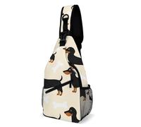 Portatile Zaino A Monospalla Wiener Dog Doxie Dachshund Weiner Dog Pet Dogs Borsa A Tracolla Sul Petto Multifunzionale,Antifurto Borsa Crossbody per Moto Viaggio Outdoors