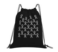 Portatile Zaino con Coulisse Brain Cancer Awareness Gray Ribbon Resistente Zaino per Scuola 36x42cm per Nuoto,Viaggi Brevi,Escursioni