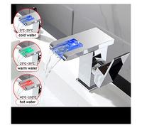 PORTATO Lavello del lavandino del bagno nero opaco Tre colori cambiano con la temperatura PORTATO Rubinetti miscelatori caldi e freddi della cascata(C)