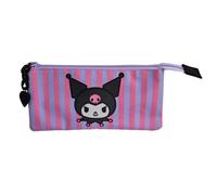 TOYBAGS Kuromi Astuccio a 3 scomparti con cerniera, interno completamente foderato e personalizzabile, astuccio a 3 scomparti, 11,5 x 23,5 x 3 cm, multicolore, Multicolore, Astuccio Triplo
