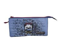 Minecraft Astuccio scolastico Hostile Behaviou Triple - Interno foderato e chiusura a cerniera - Astuccio con 3 scomparti - 11,5 x 23,5 x 3 cm, multicolore, Astuccio scolastico triplo