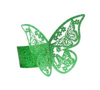 Portatovaglioli, 50 pezzi, porta tovagliolo di carta traforato a forma di farfalla, per matrimoni, feste, banchetti, cene di Natale, decorazioni delicate, anelli per tovaglioli, colore verde