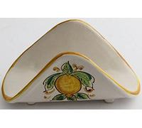 Portatovaglioli a fazzoletto in ceramica siciliana giallo e verde di santo stefano di camastra decorata a mano Limoni Art 10