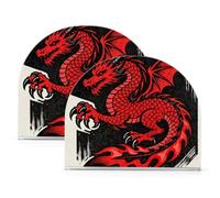 Portatovaglioli alla moda con drago cinese, nero e rosso, in acrilico, per feste, matrimoni, eventi, autoportante, decorazione per la casa per picnic, bar, confezione da 2