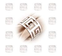 Portatovaglioli Anello 12 Pezzi, Anelli Portatovaglioli Oro e Argento Colore, Ferma Tovaglioli Natalizi Triangolo Cavo, Porta Tovaglioli da Tavola Anelli per Matrimonio Compleanno Festa (Argento B)