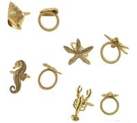 Portatovaglioli con finitura argento anticato con dettagli a forma di aragosta e stella marina, per la vita costiera e gli incontri estivi