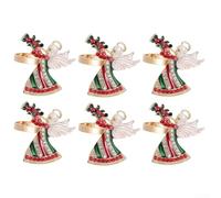 Portatovaglioli con motivo angelo e strass scintillanti, accessorio realizzato in lega per migliorare l'arredamento della tavola di Natale e completare le occasioni festive