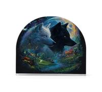 Portatovaglioli con prato e fiume di lupo, per tavolo, cucina, decorazione in carta acrilica, per sala da pranzo, interni ed esterni, accessori per feste e vacanze