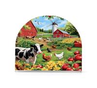 Portatovaglioli con scena di fattoria mucche polli, cavalli, per tavolo, cucina, decorazione per tovaglioli, carta acrilica, per sala da pranzo, interni, esterni, feste, accessori per vacanze