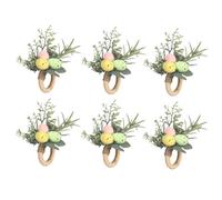 Portatovaglioli con Uova di Pasqua Set di 6 Portatovaglioli Rustici Primaverili con Uova di Pasqua e Foglie Verdi Portatovaglioli di Pasqua Fatti a Mano Anelli per Tovaglioli con Orecchie di(#1)