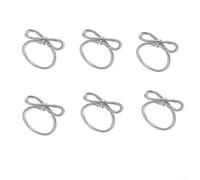 Portatovaglioli, confezione da 6 pezzi, design con fiocco dorato e stella, in ferro metallico, robusto, decorativo da tavolo, per hotel, ristorante, casa, sala da pranzo (argento)