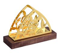 Portatovaglioli creativo con base in legno con ritaglio a rosa, supporto triangolare in ferro dorato per riporre tovaglioli, organizer da tavolo moderno minimalista per bar, hotel, ristoranti