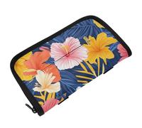Portatovaglioli da appendere per auto, con cinghie regolabili e cerniera, accessori per auto ricaricabili in stile hawaiano, fiori tropicali, foglie di palma colorate