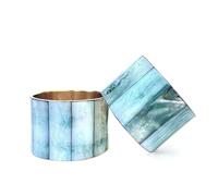Portatovaglioli da Tavolo in Pietra Naturale di Madreperla Verde Bluastro - Set di 10 Eleganti Portatovaglioli Natalizi - Set di 10 Robusti Portatovaglioli Natalizi Dorati (10)