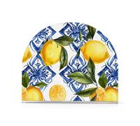 Portatovaglioli da tavolo in stile siciliano limoni e fiori blu, in acrilico, autoportante, dispenser per tovaglioli di carta da cocktail, per cucina, decorazione della casa, accessori per bar,