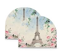 Portatovaglioli di carta acrilica con fiore estivo Torre Eiffel per bar da picnic rustico autoportante portatovaglioli decorazione per la casa per cocktail in fattoria, confezione da 2