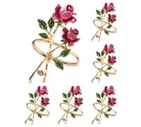 Portatovaglioli di Rose: decorazione da tavolo classica, set di tovaglioli di lusso | 6 portatovaglioli da sposa in lega, portatovaglioli con motivo rosa vintage, AC