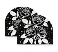 Portatovaglioli gotici in acrilico con rosa nera per bagno, ristorante, autoportante per ospiti, decorazione per la casa per feste, matrimoni, eventi, confezione da 2