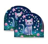 Portatovaglioli in acrilico a forma di gatto con lustrini finti in stile cartone animato, per bagno, ristorante, autoportante, da tavolo, decorazione per la casa