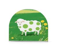 Portatovaglioli in acrilico a forma di pecora bianca a pois verdi per cocktail in fattoria portatovaglioli autoportanti per tavoli decorazioni per la casa Cocktail in fattoria Confezione da 2