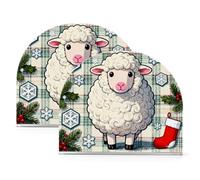 Portatovaglioli in acrilico a quadri di pecora natalizia per feste, matrimoni, eventi, autoportante, decorazione per la casa per feste, matrimoni, eventi, confezione da 2