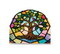 Portatovaglioli in acrilico bianco con albero della vita colorato per bar da picnic rustico portatovaglioli autoportante con peso decorazione domestica per bagno, ristorante
