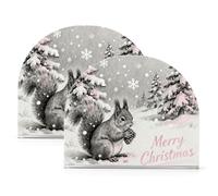 Portatovaglioli in acrilico bianco con animali di Natale, scoiattolo, rosa, grigio, per picnic, bar, rustico, autoportante, decorazione per la casa per feste, matrimoni, eventi, confezione da 2