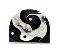 Portatovaglioli in acrilico bianco e nero Tai Chi, piatto, per feste, matrimoni, eventi, autoportante, per cucina, decorazione per la casa, feste, matrimoni, eventi