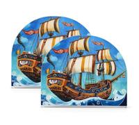 Portatovaglioli in acrilico color oro con nave pirata blu mare per feste, matrimoni, eventi, autoportanti, per tovaglioli, decorazione per la casa