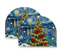 Portatovaglioli in acrilico con albero di Natale Notte stellata oro per tavolo, cucina autoportante porta tovaglioli da cucina decorazione per la casa per bagno, ristorante, confezione da 2