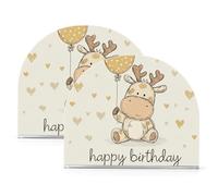 Portatovaglioli in acrilico con giraffa in stile cartone animato, per feste in fattoria, cocktail, autoportante, quadrato, decorazione per la casa per bagno, ristorante, confezione da 2