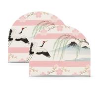 Portatovaglioli in acrilico con motivo gru con fiori giapponesi, per cocktail e cene indipendenti, decorazione per la casa per feste, matrimoni, eventi, confezione da 2