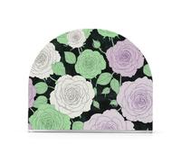 Portatovaglioli in acrilico con rosa dipinta in stile vintage, verde, viola, bianco, nero, per cocktail in fattoria, autoportante, quadrato, decorazione per la casa per esterni, sala da pranzo