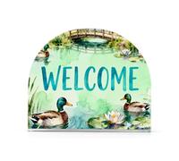 Portatovaglioli in acrilico con stampa di palazzi di benvenuto per sala da pranzo all'aperto portatovaglioli autoportanti per stoffa decorazione della casa all'aperto sala da pranzo 1 confezione