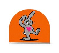 Portatovaglioli in acrilico grigio con coniglietto divertente cartone animato piatto per bar da picnic rustico portatovaglioli autoportante con peso decorazione domestica per bar picnic rustico 1