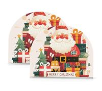 Portatovaglioli in acrilico natalizio Happy Santa per tavolo, cucina autoportante ristorante portatovaglioli decorazione per la casa per picnic bar rustico confezione da 2