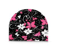 Portatovaglioli in acrilico nero con fiori bianchi magenta farfalla per esterni sala da pranzo titolari autoportanti per tovaglioli di carta decorazione della casa all'aperto sala da pranzo confezione