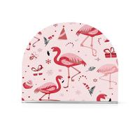 Portatovaglioli in acrilico oro rosa chiaro con fenicottero natalizio per cocktail in fattoria dispenser di tovaglioli quadrato autoportante decorazione per la casa per cocktail in fattoria