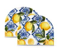 Portatovaglioli in acrilico per tavoli, stile siciliano, limoni e fiori blu, portatovaglioli di carta da cocktail, autoportante, dispenser di fazzoletti per cucina, decorazione della casa, accessori