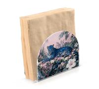 Portatovaglioli in acrilico rosa con leopardo tropicale della giungla per bar da picnic Titolari indipendenti rustici per tovaglioli di carta decorazioni per la casa per picnic Bar Rust