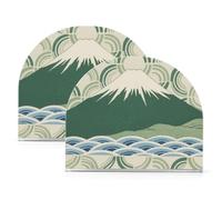 Portatovaglioli in acrilico verde giapponese Fuji Mountain quadrato per feste, matrimoni, eventi, autoportante, decorazione per la casa per bagno, ristorante, confezione da 2