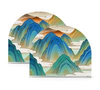 Portatovaglioli in acrilico verde montagna paesaggio cinese per bagno, ristorante, set di portatovaglioli autoportanti per la casa per tavolo, cucina, confezione da 2