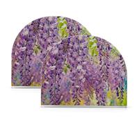 Portatovaglioli in acrilico viola con fiori di glicine lilla pittura a olio in acrilico per bagno, ristorante, autoportante in acrilico, decorazione per la casa per bar da picnic rustico, confezione