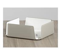 Portatovaglioli in cristallo acrilico big like , dimensioni 21,5x21,5xH7,5 cm, peso 0,63 kg, spessore 8 mm colore Tortora satinato interno bianco tortora